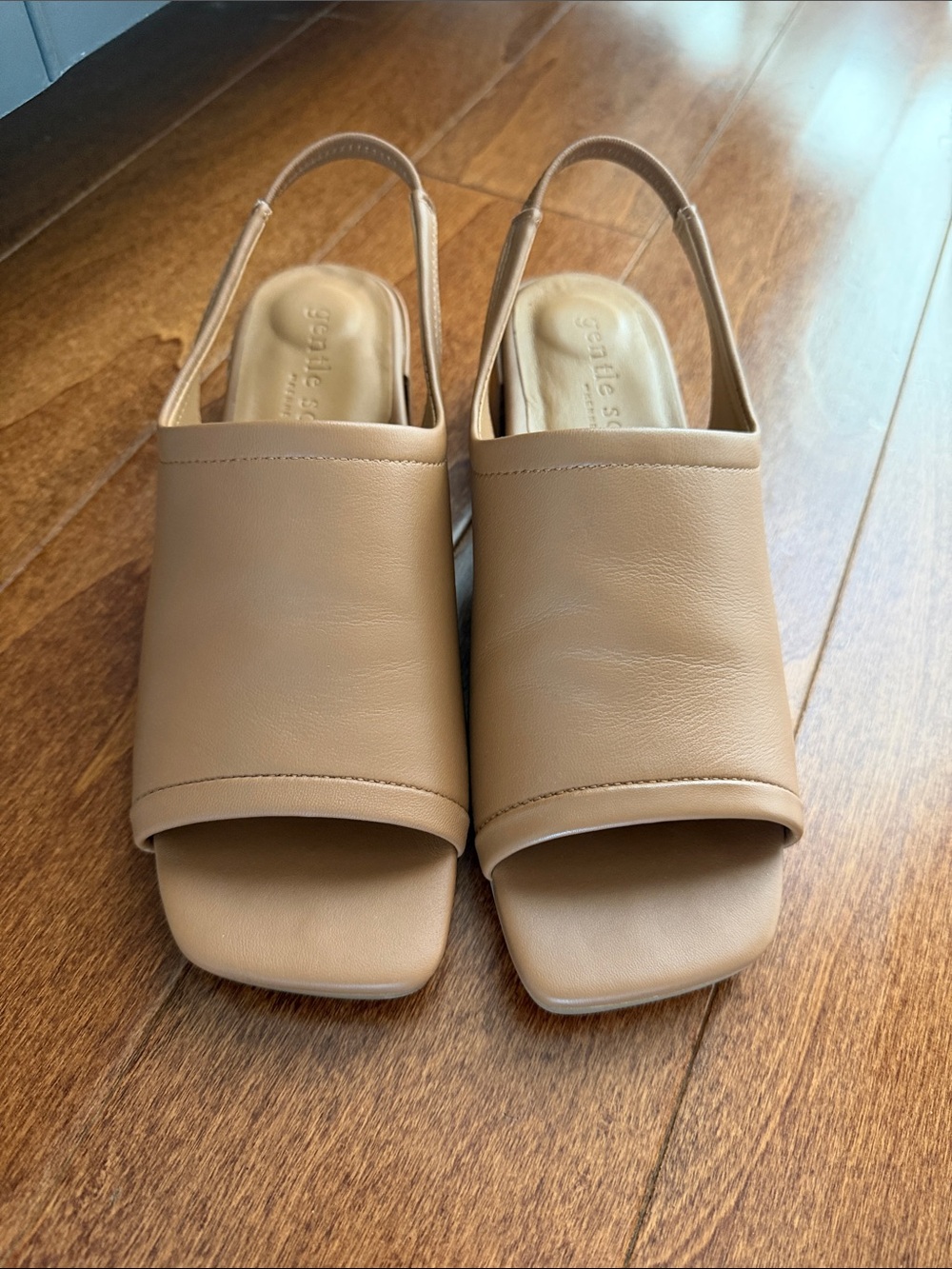 gentle souls Tan Leather Open-Toe Slingback Mules